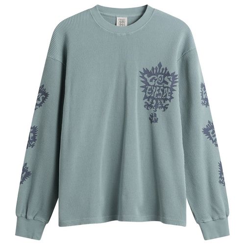 Women's Y.E.S Stamp Waffle Long Sleeve Light Blue