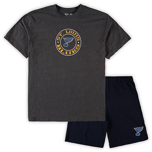 Men's Blue/Heathered Charcoal St. Louis Blues Big & Tall T-Shirt & Shorts Sleep Set - 3xt