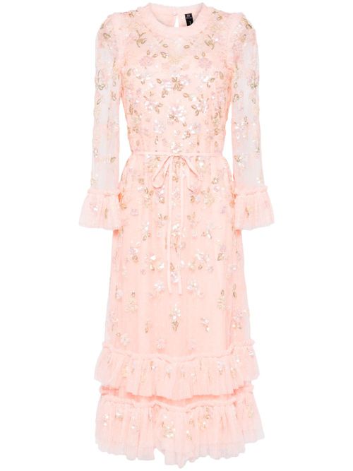 Sequin Bloom tulle midi dress - Pink