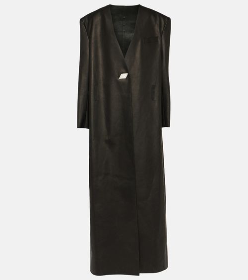 Leather maxi coat