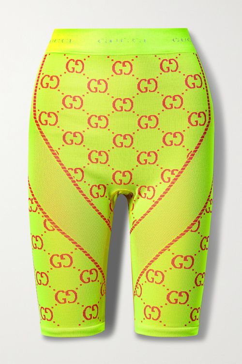 Love Parade Neon Jacquard-knit Shorts - Chartreuse - L