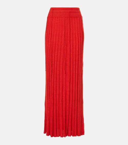 Linen and silk-blend maxi skirt
