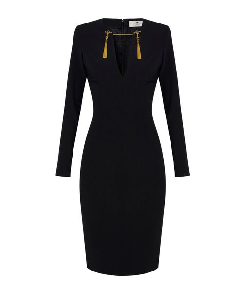 Dress in lightweight crêpe fabric with jewel chain