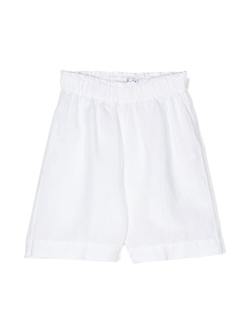Elasticated-waistband linen shorts - White
