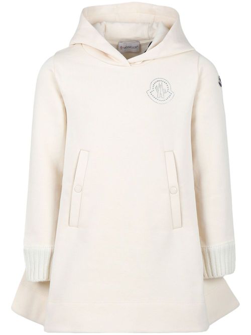 Crystal logo hooded dress - White