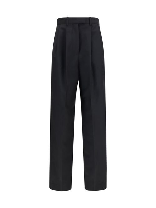 Double-Pleat Wool and Mohair Trousers — Black