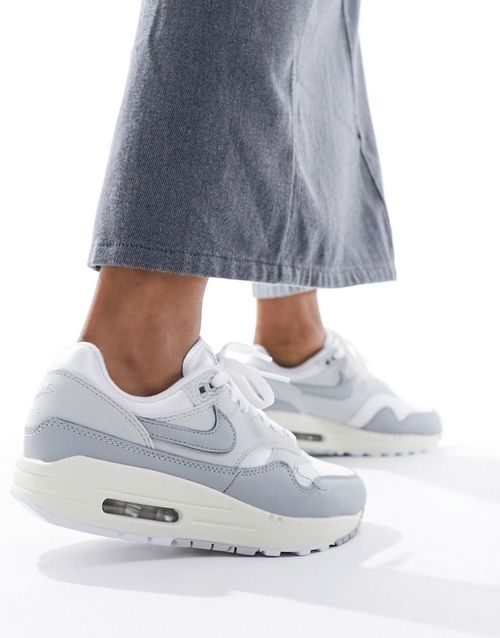 Air Max 1 trainers in white and grey