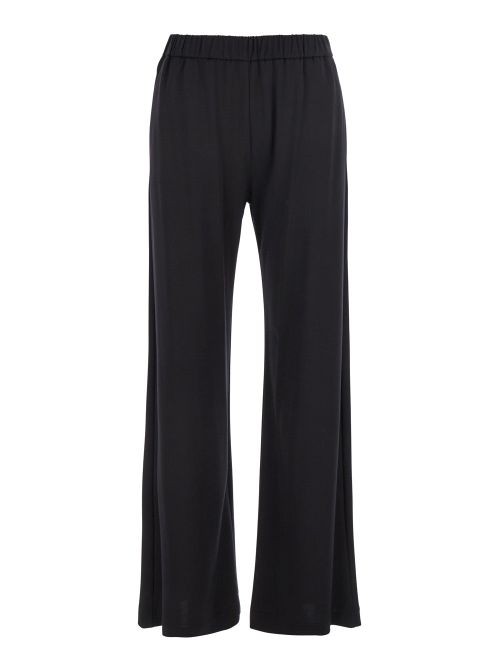 Elastic Waist with Side Pockets Trousers — Black