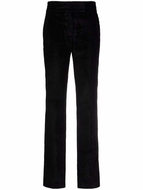 Corduroy high-waisted trousers - Black