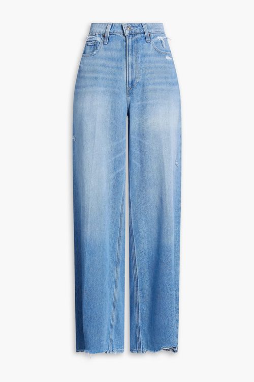 Portia distressed high-rise wide-leg jeans - Blue - 27W-32L