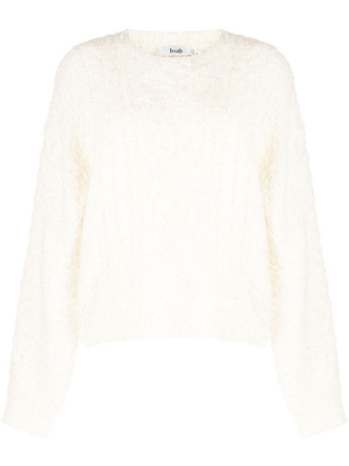 Cable-knit brushed jumper - White