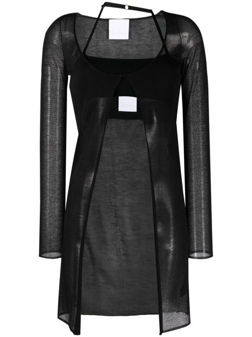 Cut-out semi-sheer top - Black