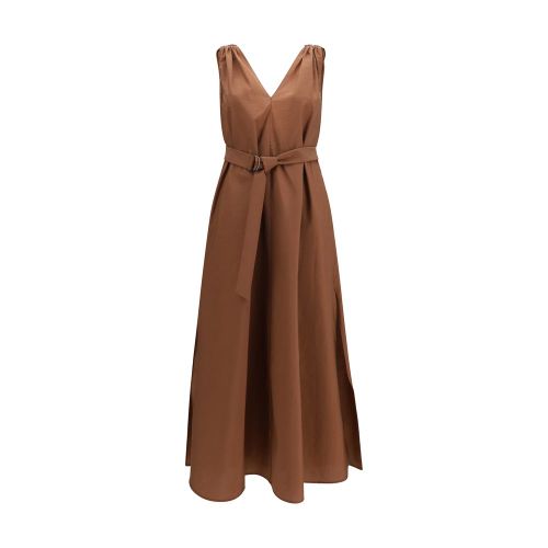 Cotton Poplin Dress — Brown