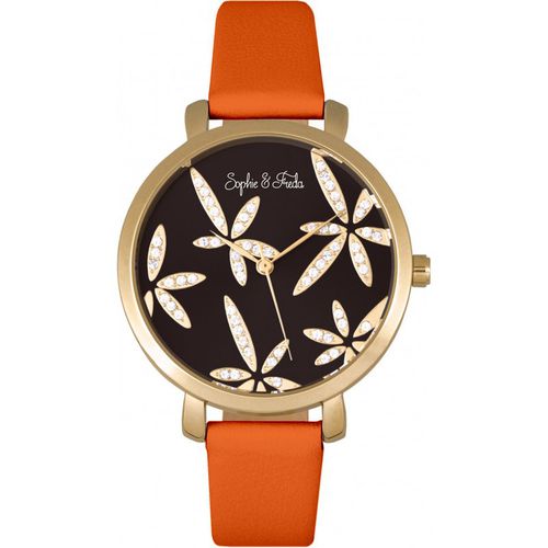 Montre Sophie & Freda Key West avec bracelet en cuir et cristaux Swarovski