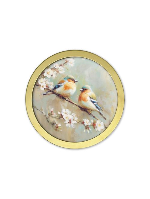 Exceptional Art Garden Birds - Gold Round Box Frame - - Gold Round Box Frame - Chaffinche