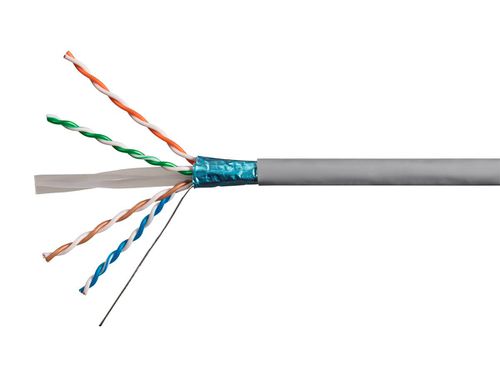 Cat6 1000ft Gray CMR Bulk Cable, Shielded (F/UTP), Solid (w/spine), 23AWG, 550MHz, Pure Bare Copper, Spool in Box, No Logo, Bulk Ethernet Ca