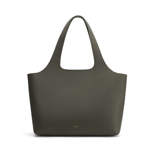 System Tote 16-Inch Bag in Italian Pebbled Leather, Dark Green | Women's Work Bags & Totes