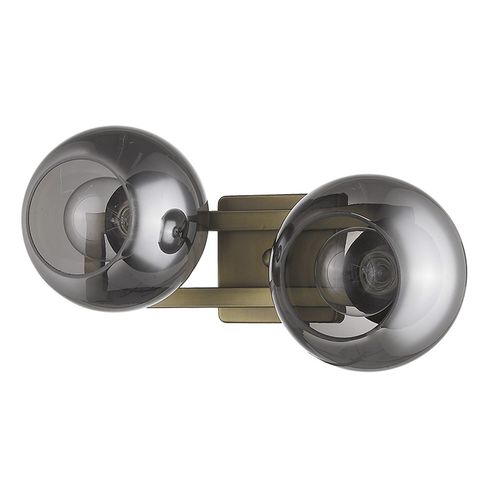 Aged Brass Two Light Wall Sconce from the Lunette Collection
