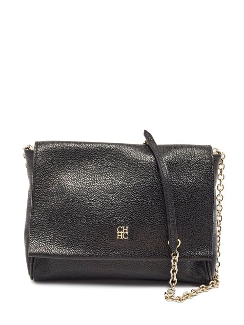 Textured leather shoulder bag - Black