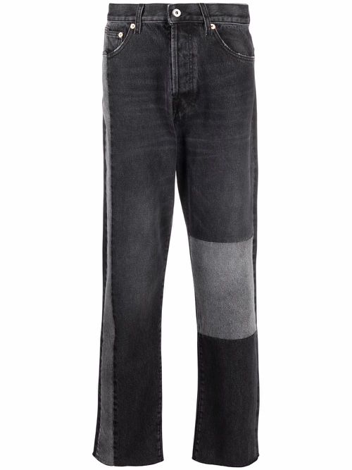 Patchwork straight-leg trousers - Black