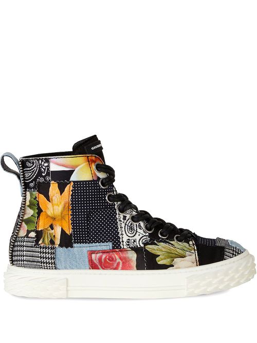 Patchwork high-top sneakers - Black