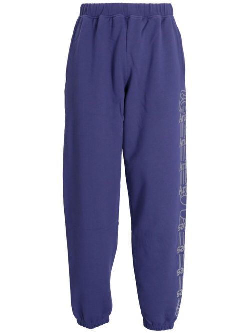 Column-print cotton track pants - Blue