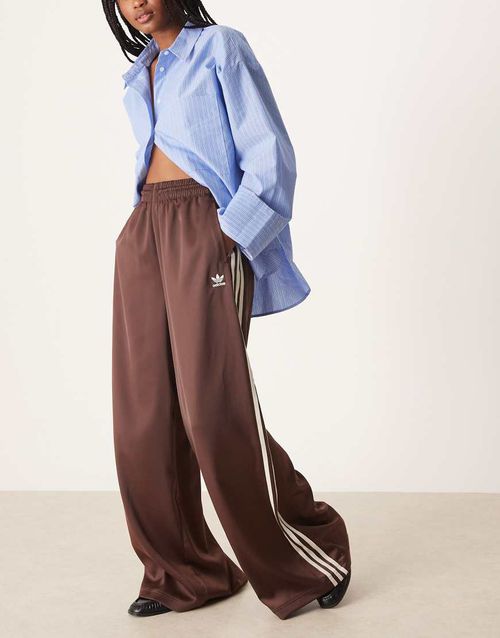 Wide leg satin joggers in brown