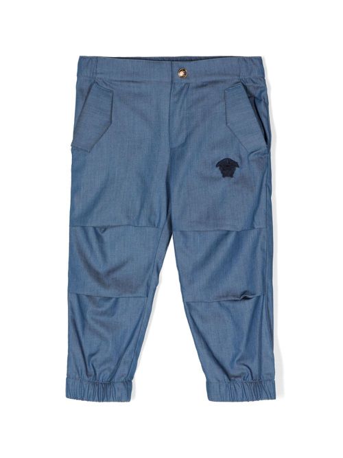Medusa Head-patch chambray trousers - Blue