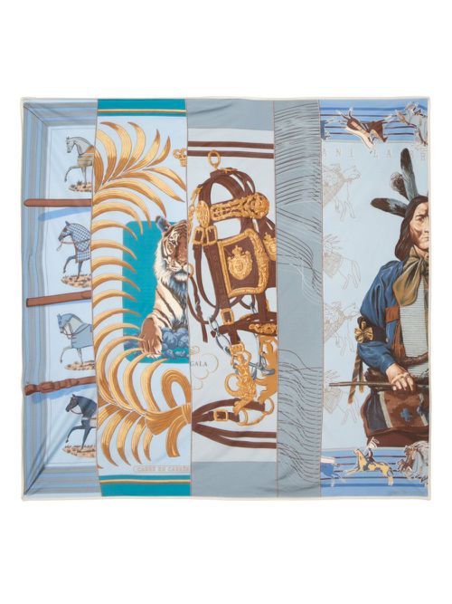 Carré en Carrés silk scarf - Blue