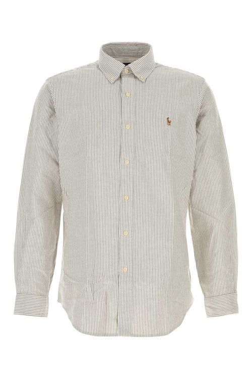 Embroidered Oxford Shirt 6636qnutmegbrownwhite Exterior: Cotton Camicie - Men