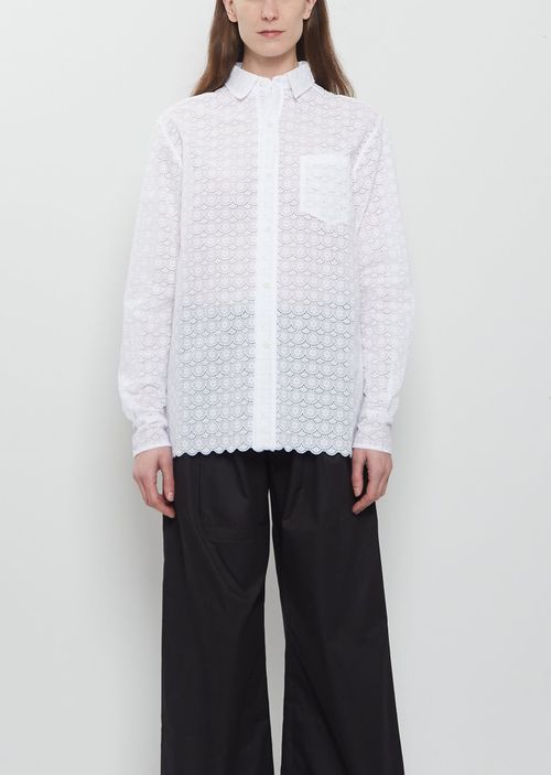 Eta Campania Collective Pablo Unlined Flower Lace Cotton Shirt Natural White