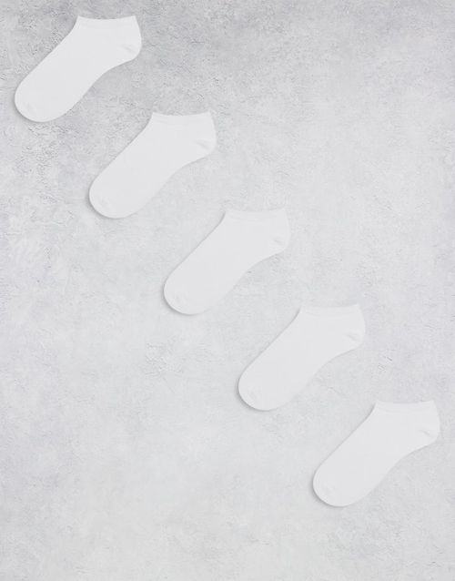 5 pack sneaker socks in white