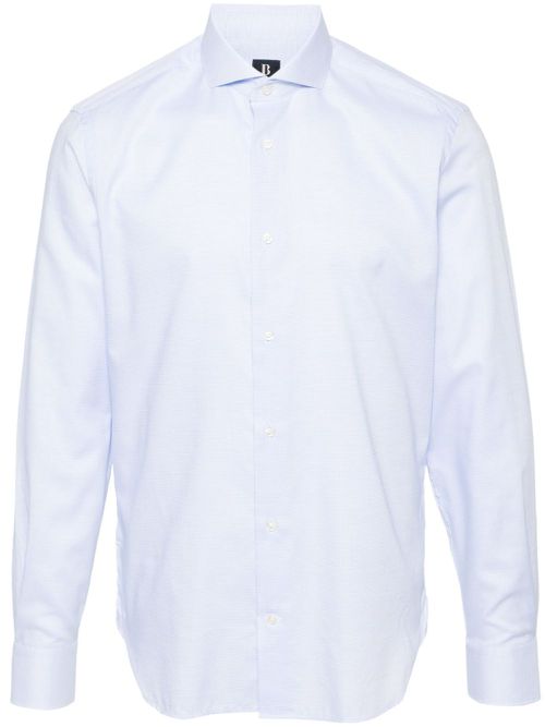Cutaway-collar cotton shirt - Blue
