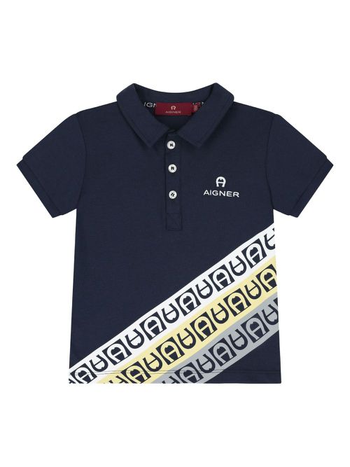Logo stripe polo shirt - Blue