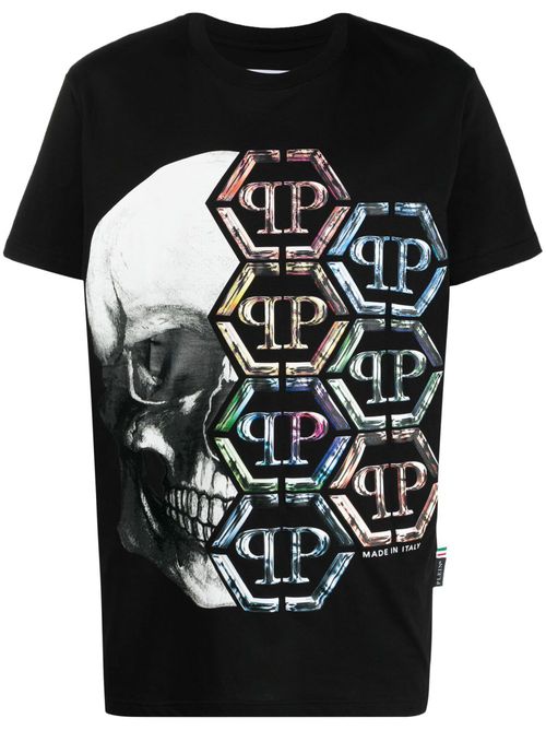 Logo-print skull T-shirt - Black