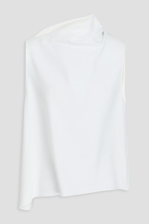 Draped crepe top - White - L