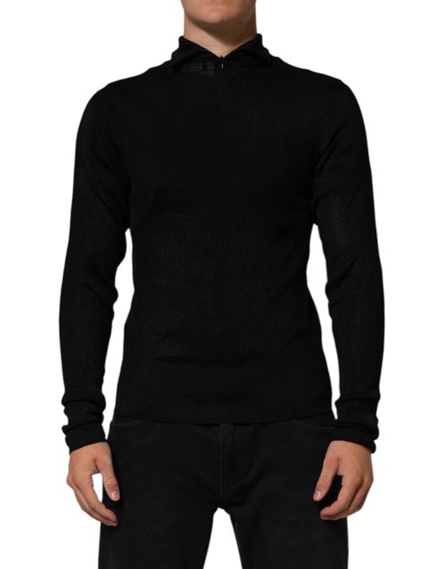 Viscose Turtleneck Sweater — Black