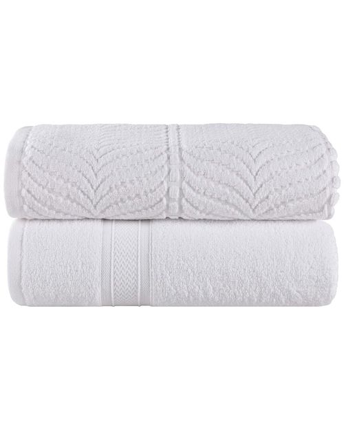 Superior Set of 2 Zero Twist Cotton Elegant Chevron Soft Absorbent Assorted Bath Sheets
