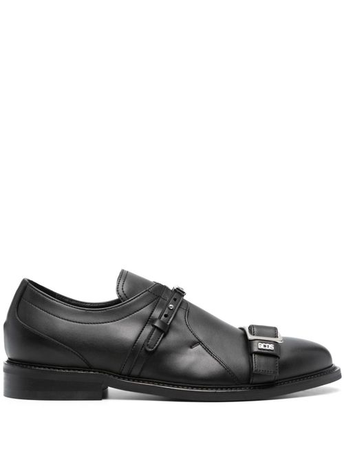 Logo-lettering leather derby shoes - Black