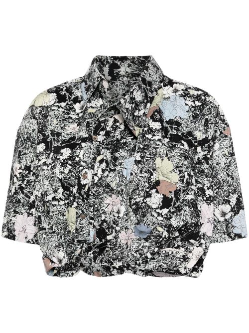 Asymmetric printed shirt - Black