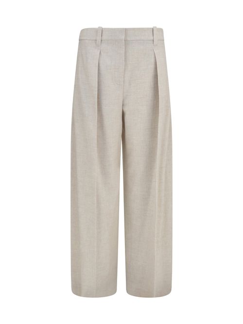 Wool and Cashmere Tailored Trousers — Beige