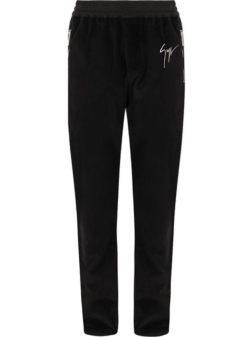 Satin-trim velvet trousers - Black