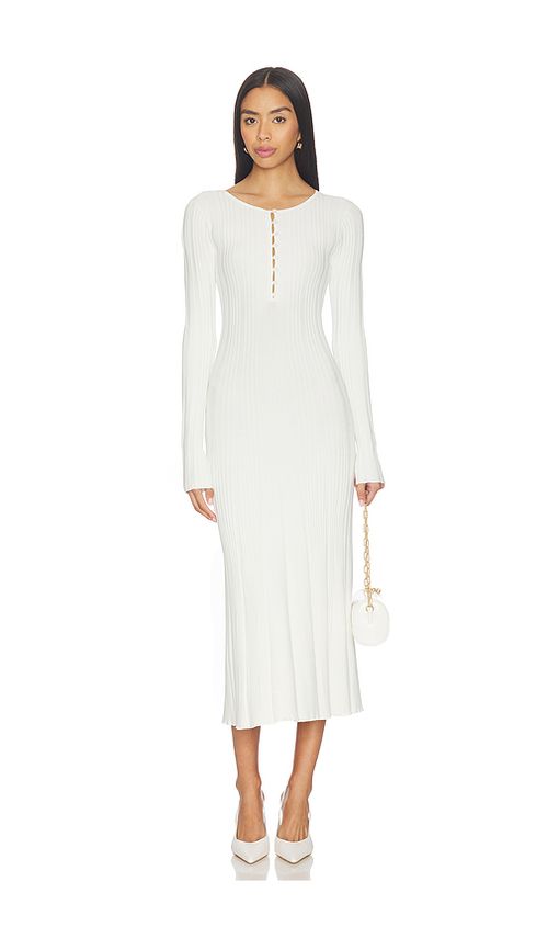 L'Academie by Marianna Wanda Knit Long Sleeve Dress in Ivory. L. Also in M, S, XL