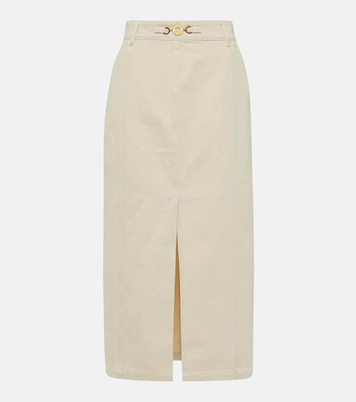 High-rise denim maxi skirt
