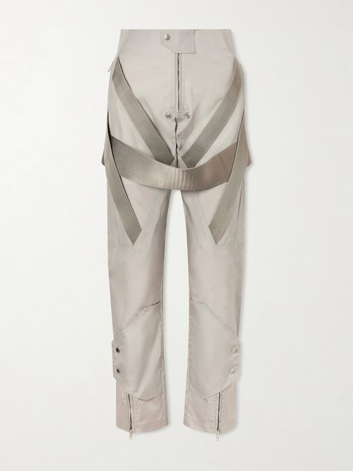 Megastrapped Motopants Belted Shell Straight-leg Pants - Gray