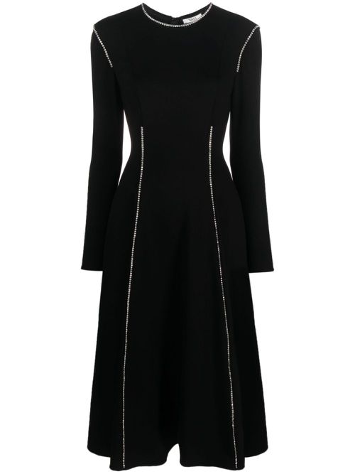 Crystal-embellished long-sleeves dress - Black