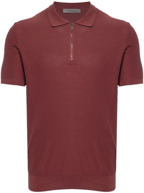Patterned-jacquard polo shirt - Red