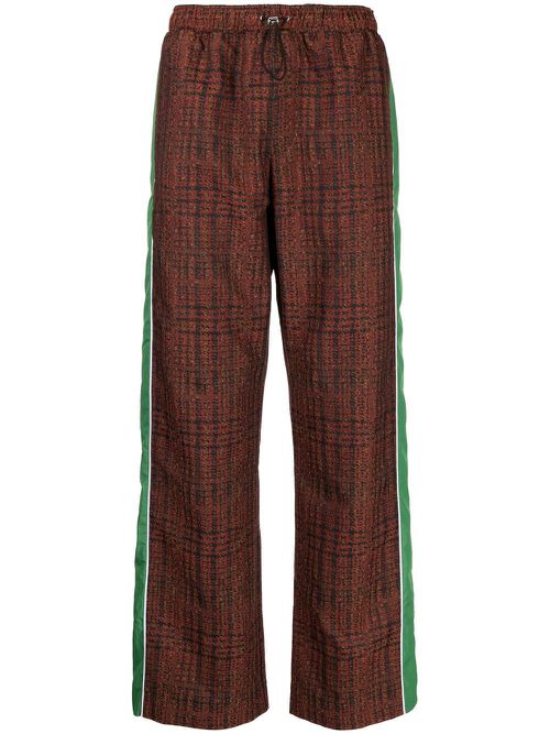 Check-pattern straight-leg trousers - Red