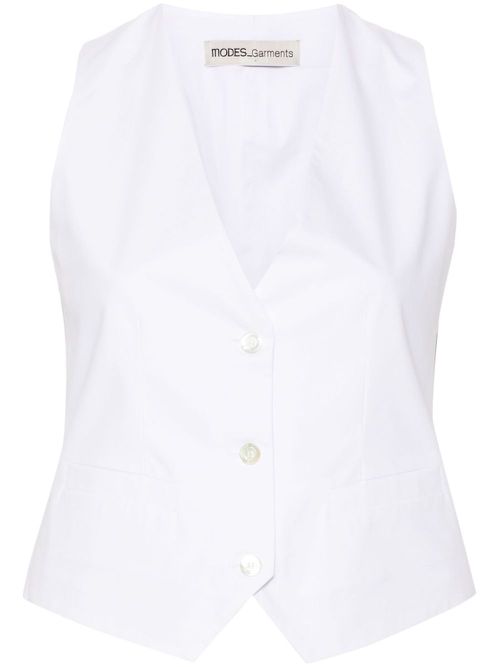 V-neck cotton waistcoat - White