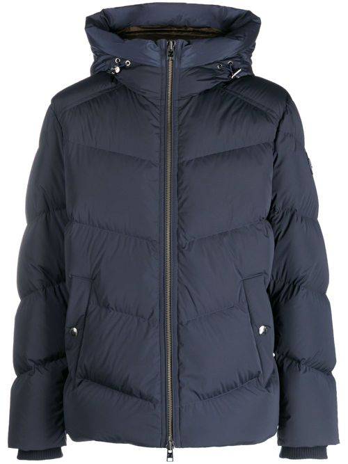 Logo-patch padded jacket - Blue